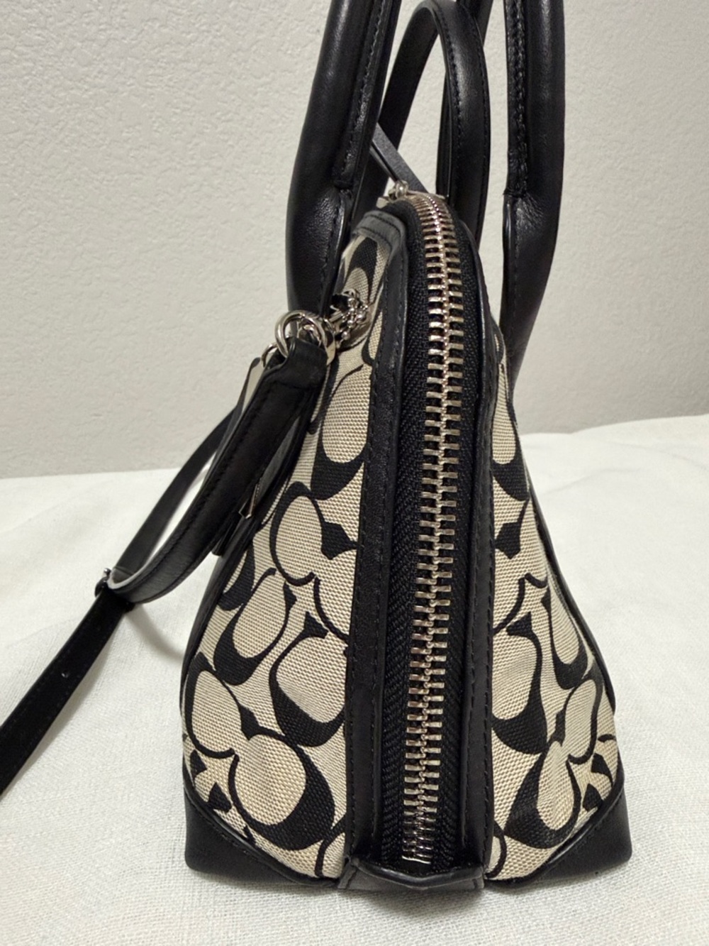 Coach Bleecker Preston Satchel Black and Cream Signature #A1461-30167 - Picture 13 of 16